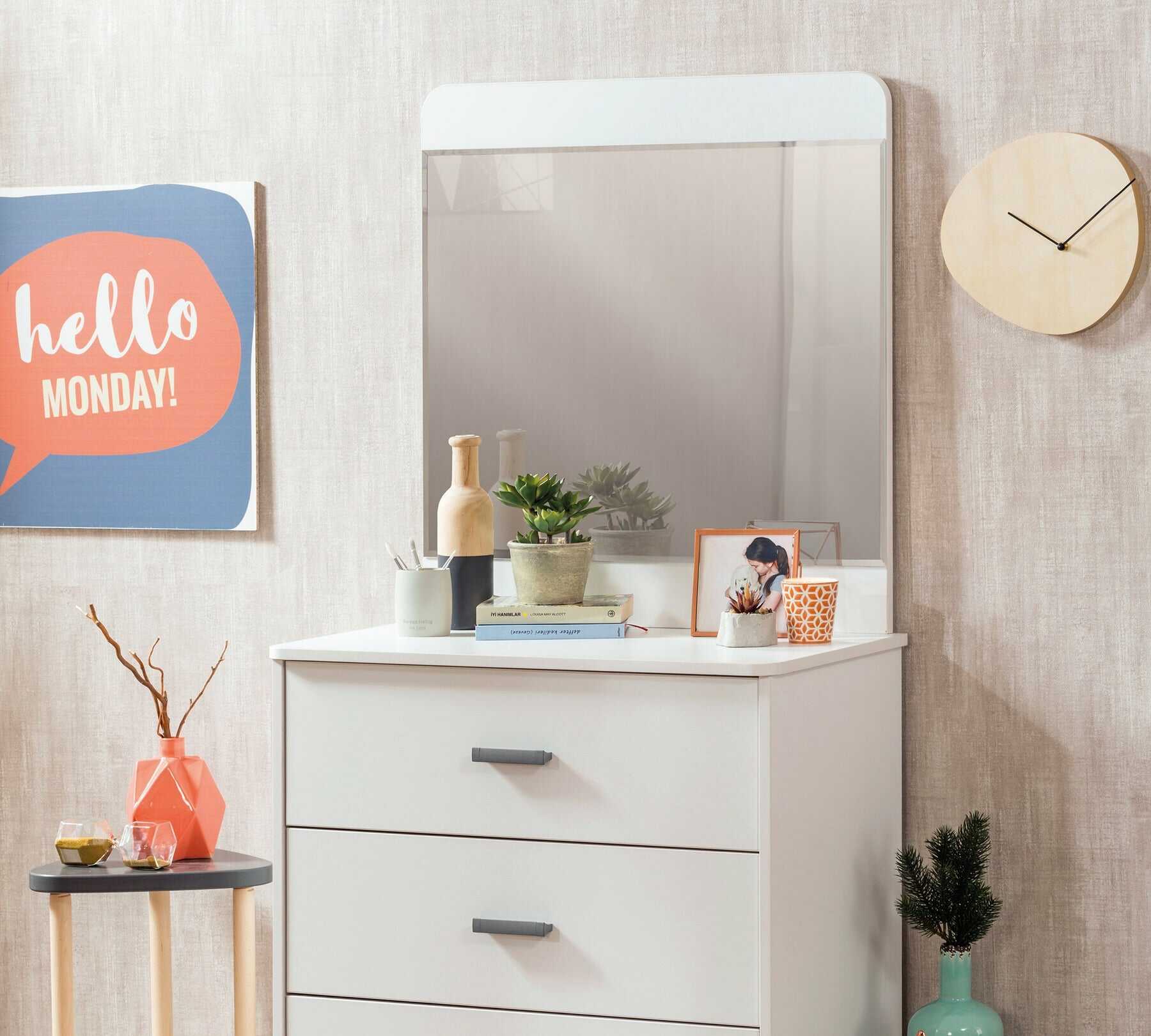 WHITE ŞİFONYER AYNA